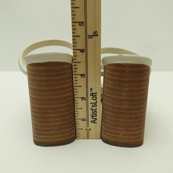 ShuShop Womens Ginger Sandals Open Toe Chunky Heels Leather White Size 8.5 - Picture 7 of 7